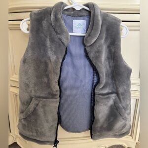 Eyelet and Ivy Gray Fleece Vest with Gingham Lining